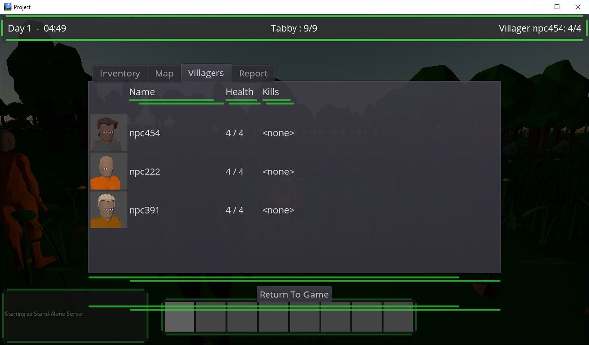 TabbyCoder's tweet image. Morning Twitter! I hope you are all enjoying a break right now for the various holidays! I&apos;m doing a few hours of #gamedev when my motivation is at its highest :) I&apos;ve now completed the villager photo feature using the Viewport in #GodotEngine! #indiedev #solodev