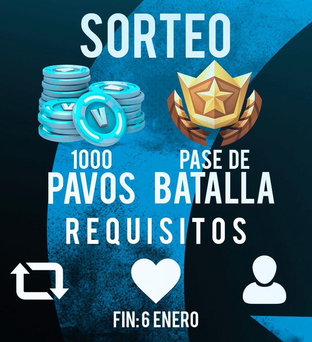GGA_GGaming's tweet photo. 🎁 SORTEO DE REYES 🎁

¡Qué mejor forma de acabar el año que con un sorteo de #Fortnite!

➡️ 1000 pavos
➡️ Pase de batalla

Requisitos:
✅ Follow @GGA_GGaming 
✅ RT + FAV
✅ Mencionar a dos amigos en los comentarios.

Anunciaremos el ganador el día 6 de enero.

¡MUCHA SUERTE! https://t.co/p0SSrVVEZh