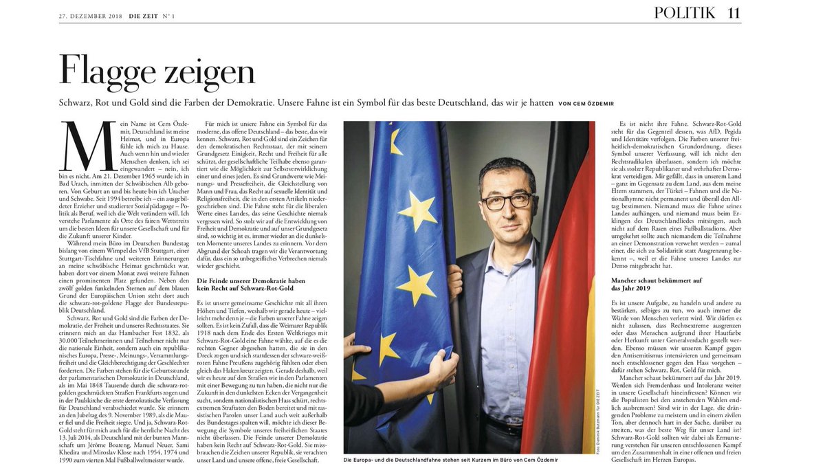 „Schwarz, Rot und Gold sind die Farben der Demokratie, der Freiheit und des Rechtsstaates. […] Unsere 🇩🇪-Fahne ist ein Symbol für das beste Deutschland, das wir je hatten.“

- <a href="/cem_oezdemir/">Cem Özdemir</a> in <a href="/DIEZEIT/">DIE ZEIT</a>