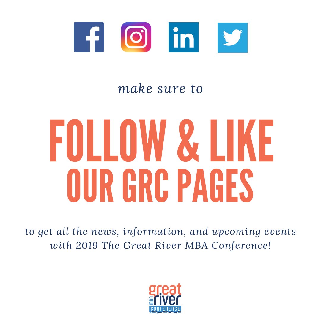 GreatRiverMBA's tweet photo. In this upcoming new year don't get left behind get connected by following or liking our social media platforms.
Facebook: https://t.co/8MEK8tI2To
Instagram: https://t.co/cq6NodKNRW
LinkedIn: https://t.co/lLqBFtXuaS
Twitter: https://t.co/wuUJhZZ0vH
#GRC19 #CreateConnectChallange https://t.co/zeatSfs5bv