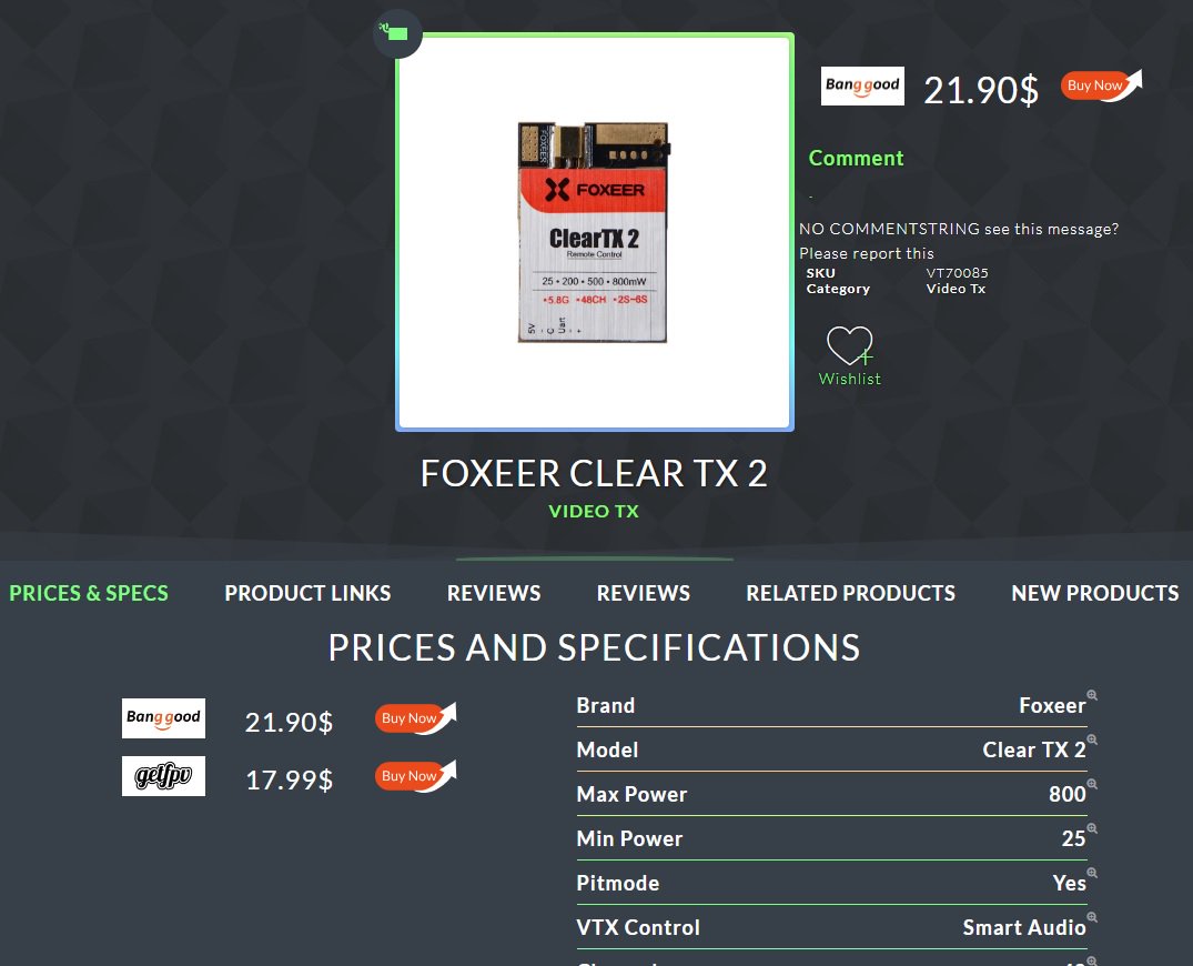 drone_data's tweet photo. FOXEER has updated and upgraded their Clear VTx to version 2. It now goes to 800mW, has SmartAudio and uses Clean switch when powering up.

Full details on the website at https://t.co/4pp014UMko

#FPV #FPVracing #FPVDroneRacing #Drone #Drones #DroneRacing #kwad  #Quaddiction https://t.co/4ExqJ2okP4
