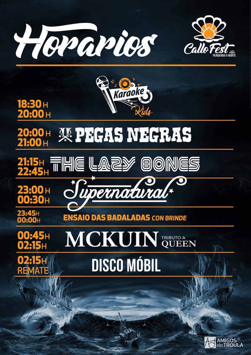 Concello de Cervo (@concellodecervo) on Twitter photo Recordade que mañá non podedes faltar ao II <a href="/CalloFest/">Callo Fest</a>, na carpa instalada na Praza dos Campos de San Ciprián.
Aquí vos recordamos os horarios! Recordade que mañá non podedes faltar ao II <a href="/CalloFest/">Callo Fest</a>, na carpa instalada na Praza dos Campos de San Ciprián.
Aquí vos recordamos os horarios!