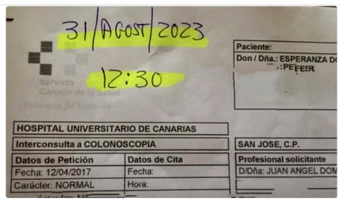 EnfrmraSaturada's tweet photo. ¿Sabéis si las citas se heredan?.
Es por si la pueden aprovechar los hijos de Esperanza en 2023. https://t.co/MxkGpcqr3N