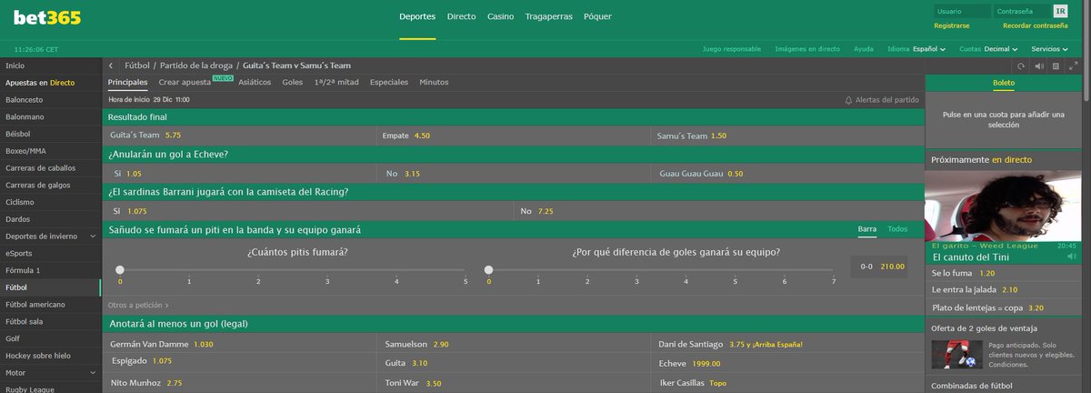 PartidoDroga's tweet photo. Estas son las cuotas que han lanzado las casas de apuestas para el partido de la droga, 9ª edición. Parece que el Samu´s Team parte como gran favorito. #BetDrugs #ApuestaDrogado https://t.co/wxZNoSANQt