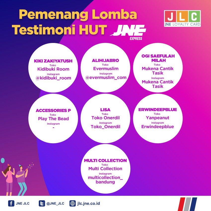 JNE_ID's tweet photo. Ini dia pemenang testimony JLC untuk bulan November 2018!!
Mau seperti mereka? Yuk daftar menjadi member JLC di https://t.co/jGN0f84YQZ banyak benefitnya loh!!
@JNE_JLC
.
#JNE
#connectinghappiness
#JLC
#olshopid #olshopindo
#onlineshopping
#testimonyjlc
#memberjlc https://t.co/2MHDfJ4N6O