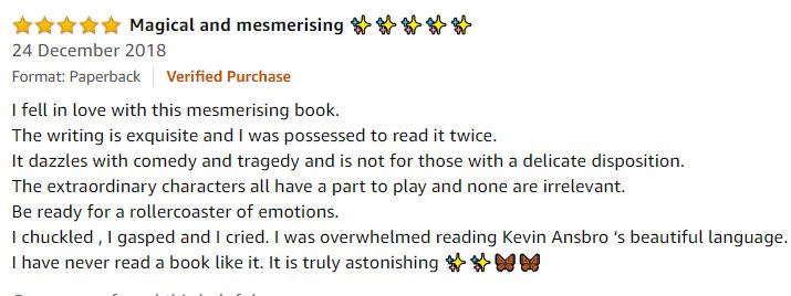 kevinansbro's tweet photo. "I have never read a book like it. It is truly astonishing!"

💚Huge thanks to @Susanmerrell9  for this fabulous #review of 
⚡️#TheFishThatClimbedATree 🌵🐠      

 #amwriting #MagicalRealism #Murder #Thriller #Humour #Humor 

https://t.co/2rAmLgCRW8 https://t.co/ZGvq7OdOfK