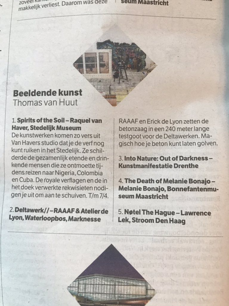 thomasvanhuut's tweet photo. De beste vijf tentoonstellingen van 2018 zag ik bij het @Stedelijk, @Waterloopbos, @IntoNature_art, @Bonnefanten en @stroom_denhaag. ✨🖼🎊 Meer jaarlijstjes: https://t.co/fwknJ3WZ6K https://t.co/ZJWteF2Jra