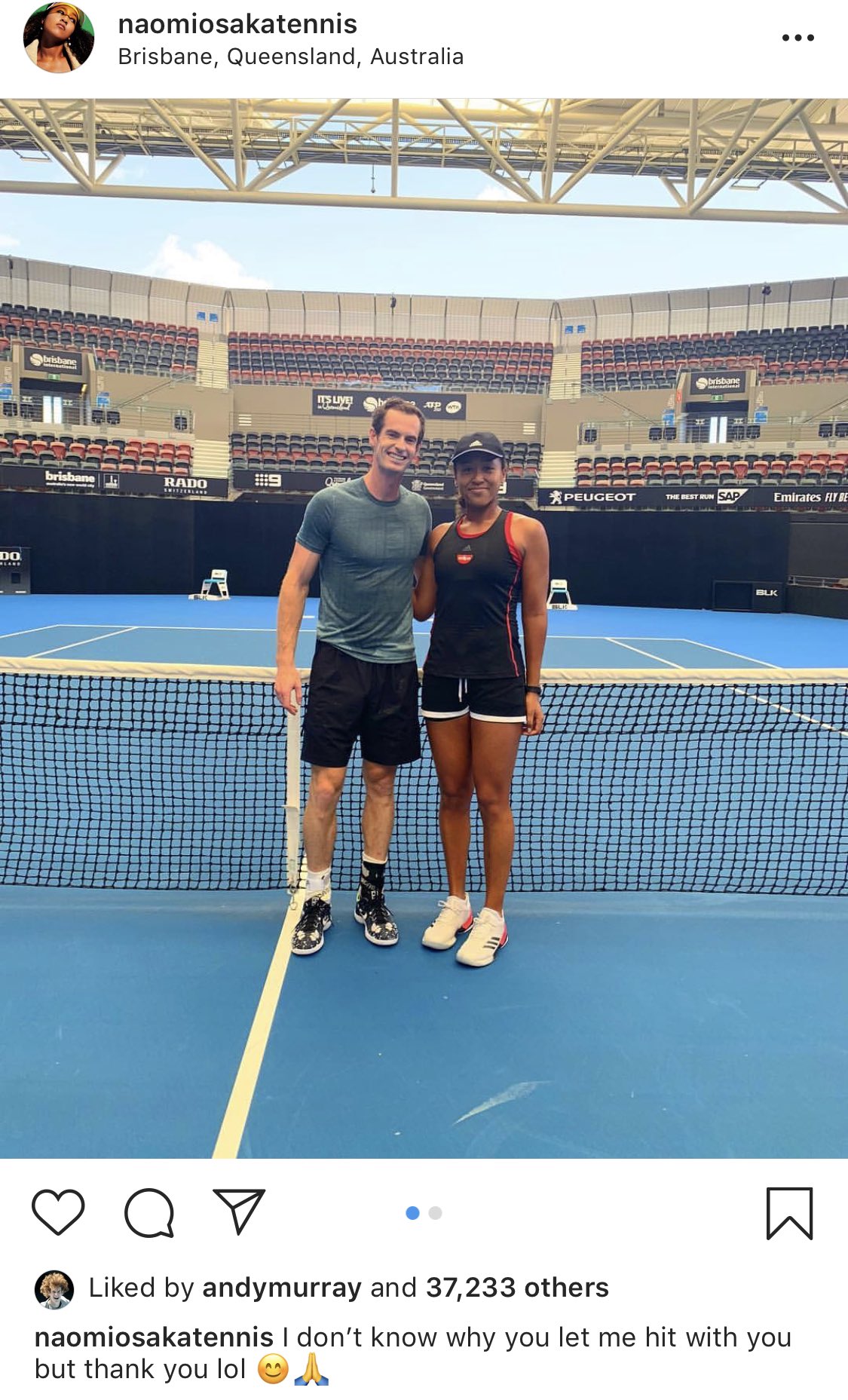Andy Murray Fans on X: "Andy hitting with U.S Open Champ Naomi Osaka in  Brisbane. Looks like Andy is going to be wearing Nike shoes in 2019 too.  https://t.co/PjarGekH8K" / X