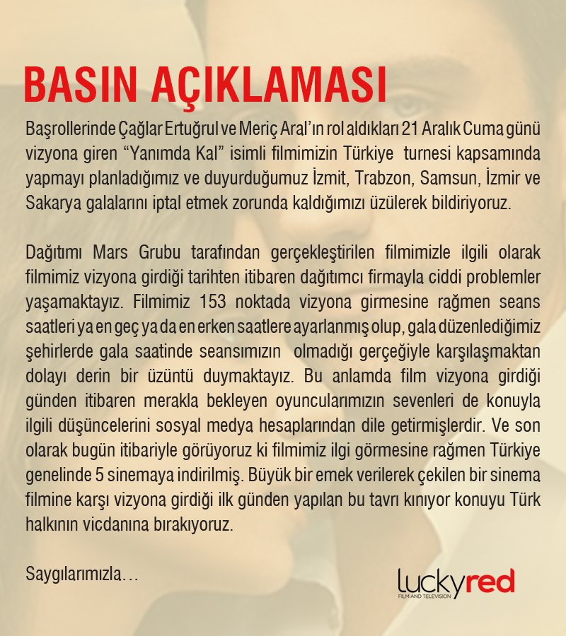 yanimdakalfilmi's tweet photo. Kamuoyuna saygıyla duyurulur. #yanımdakal @CaglarErtugrul @mericaral @uguryagcioglu @shebnem_askin @luckyredfilms https://t.co/u5BiEhOZxY