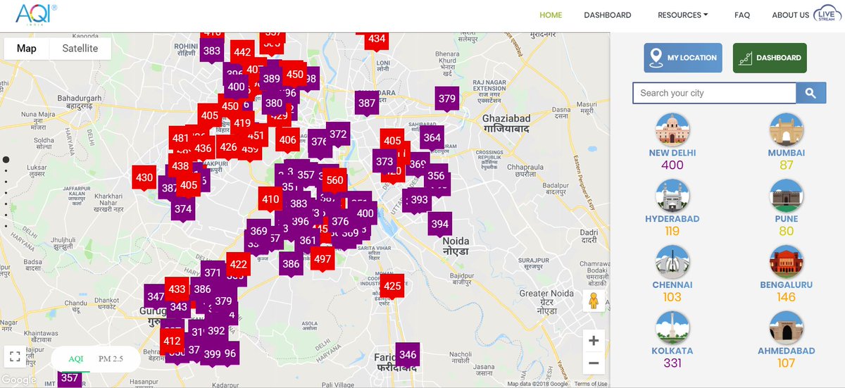 AQI_India's tweet photo. With more than hundreds of monitors picking up far beyond #hazardous #pollution levels, there is really no where for people in northern India to hide. These are shocking values which require drastic measures.

https://t.co/V7IP2SNmNu

#AirPollution #Smog #IndianPollution https://t.co/1H6L9dW8pK
