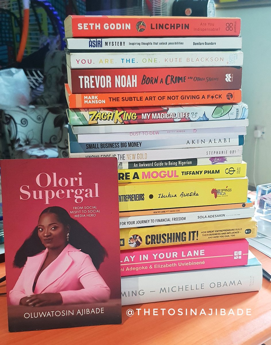 TheTosinAjibade's tweet photo. Take a cue from my 2018 collections. Here are the stack 9f books I got this year and one of it I published this year. My favourite book for 2018 are #MisfittoHero by me / #Crushingit by @garyvee / Knowledge is the new gold @StephObi / https://t.co/Ob50Opcd00