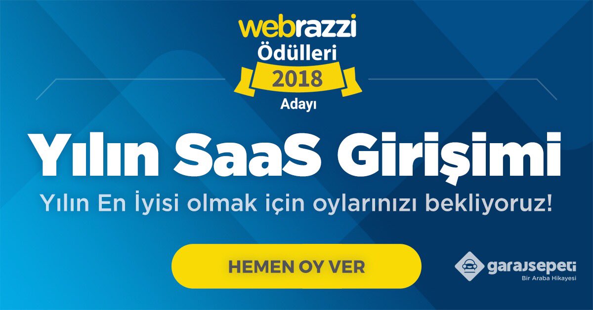 Yılın en iyi internet girişimlerinin oylandığı 2018 Webrazzi Ödülleri’nde 5.sırada “Yılın SaaS Girişimi” olmak için adayız. Oylarınızı bekliyoruz.

bit.ly/2LFydTb