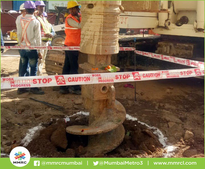 MumbaiMetro3's tweet photo. MMRC begins piling &amp; commences work in Kalbadevi area today in presence of @AshwiniBhide MD MMRC, @SubodhGupta_  Dir Projects, @aa_bhatt Dir, Systems &amp;  @RamanaR4 ED planning and local people's representatives.MMRC thanks local citizens for their continuous support. https://t.co/qH7LwqeayL