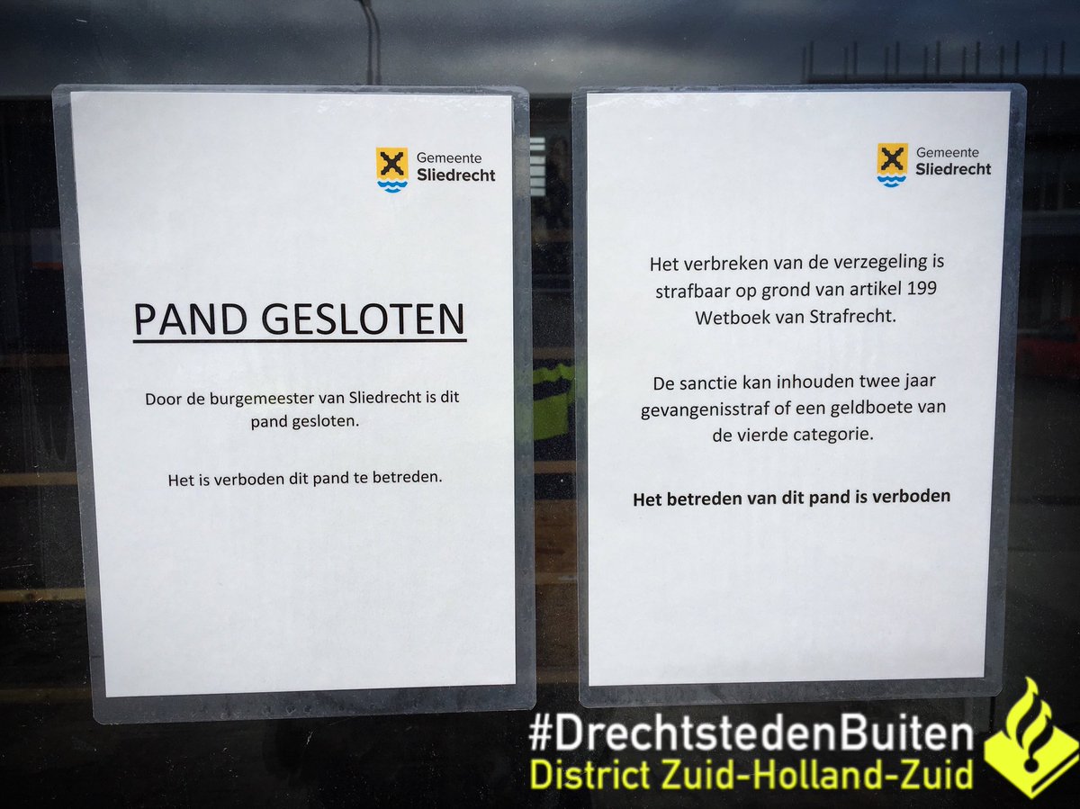 Pol_Ruitenberg's tweet photo. Vanochtend met wijkagent Schaeffer @Sliedrechtgem geassisteerd bij sluiting van voormalig #drugspand op het industrieterrein Nijverwaard in #Sliedrecht. Door @BramvanHemmen is op grond van #13BOpiumwet besloten dat het pand 6 maanden dicht gaat.  #AanpakOndermijning #Ondermijning https://t.co/U5UaSiQwQt