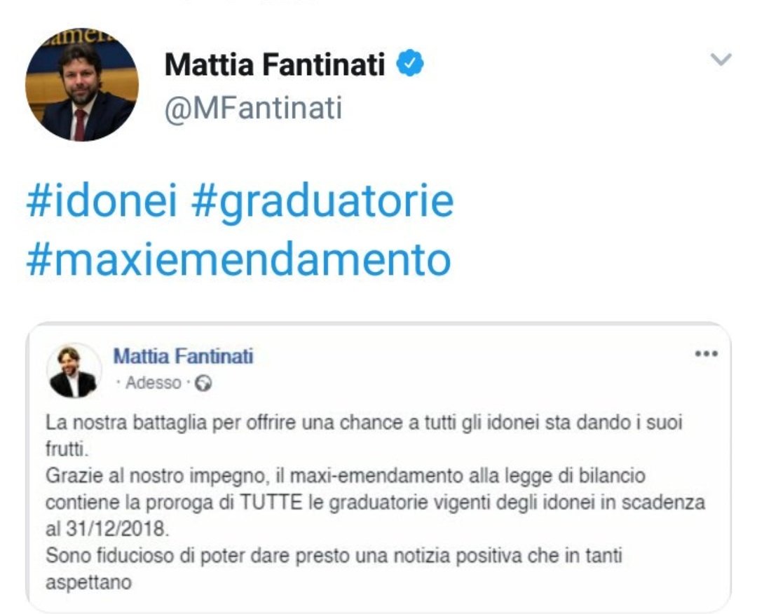 RDiscesa's tweet photo. Ma quale fiducia possiamo mantenere?...smentiteci.. #PROROGAGRADUATORIETUTTE o alle Europee #iononciRIcasco @M5S_Senato @luigidimaio @federicadieni @TiziCip @CatalfoNunzia @MFantinati @FMCastaldo https://t.co/RWDnSfxTrH