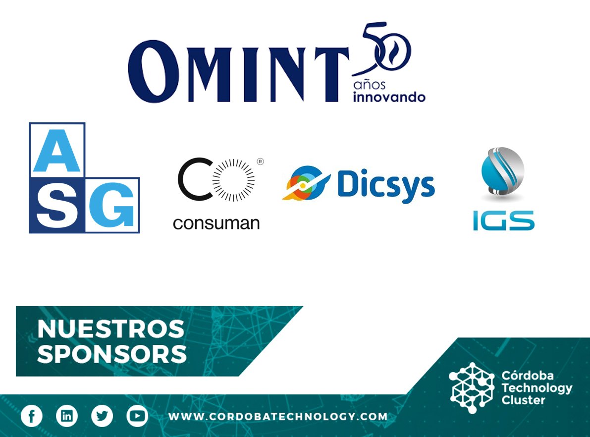 CordobaCluster's tweet photo. Agradecemos especialmente a nuestros #sponsors por habernos acompañado este año, por haber apostado al Sector Tecnológico! 👨💻👩💻 ¡¡¡Feliz Año Nuevo!!! ⬆👏🤝
#sponsors: #GrupoOMINT #ASG #Consuman #Dicsys #IGS https://t.co/Vq5ZfNezWf