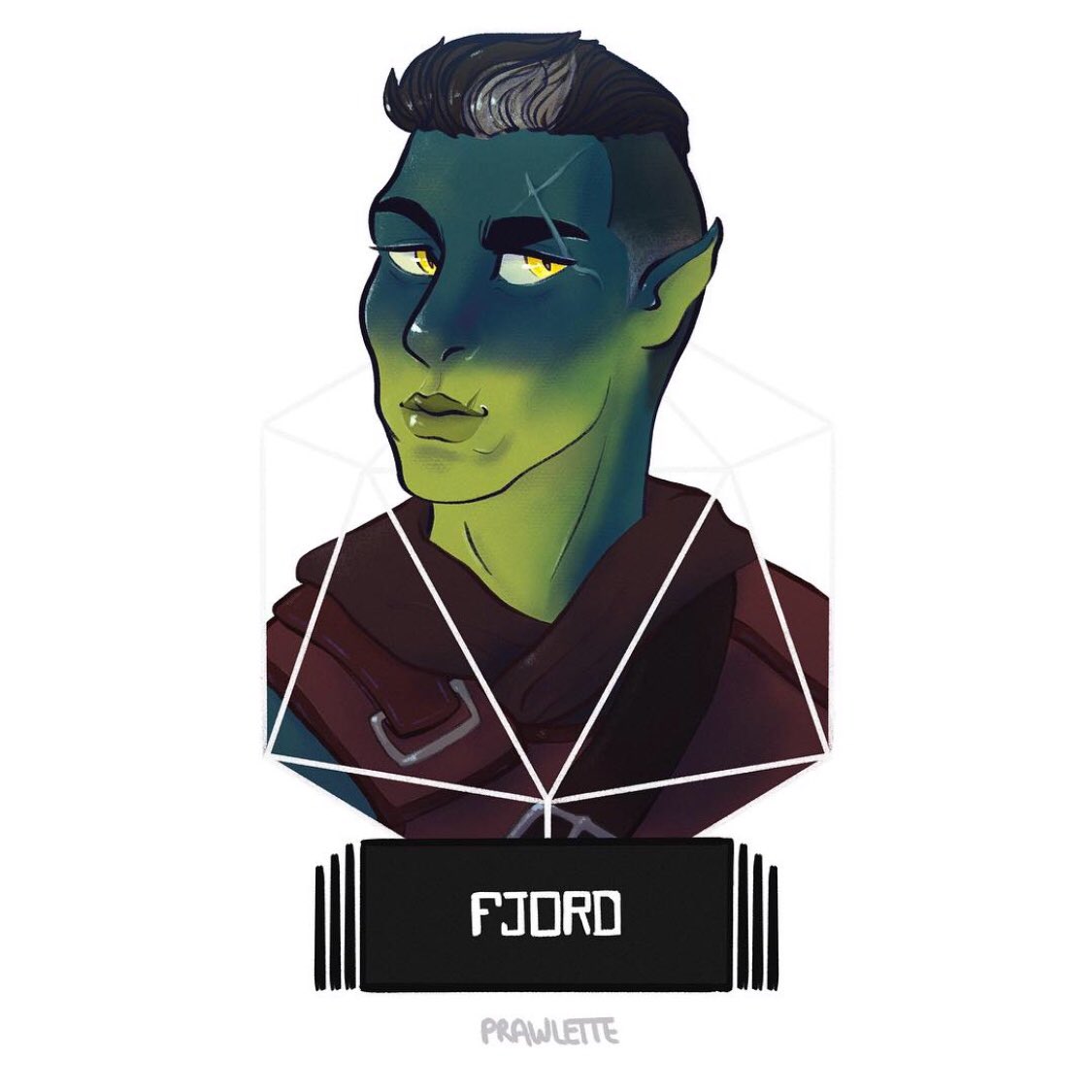 Fjord 🌊 
.
.
.
.
#criticalrole #criticalrolefanart #criticalroleart #fjord #traviswillingham #dnd #dungeonsanddragons #characterart #headshot #illustration #d20 #halforc #warlock