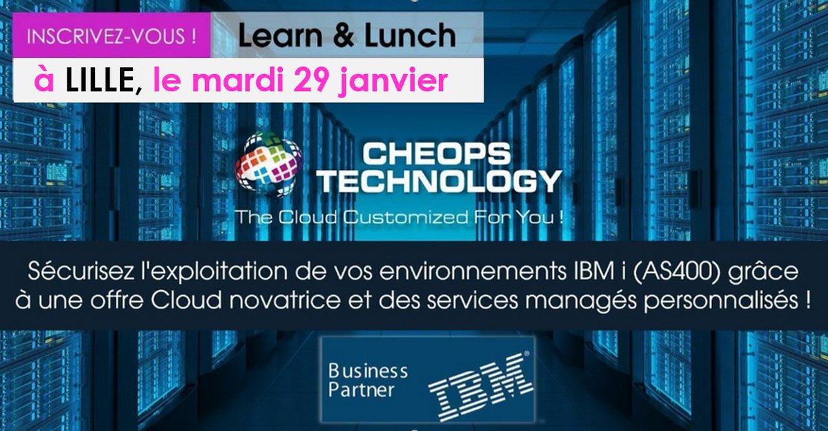 CheopsTechno's tweet photo. #agenda 400® à LILLE ! RDV au Manoir de Marcq, le 29/01, pour un Learn &amp; Lunch dédié aux décideurs des environnements IBM : "Sécurisez l'exploitation de vos environnements IBMi (AS400) grâce à une offre Cloud novatrice" 👉https://t.co/vMllpdjUSQ #CheopsTechno #IBM #Lille #iCod400 https://t.co/n3D1WLrdi5