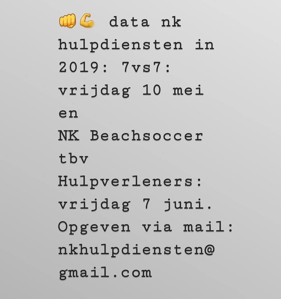 nkhulpdiensten's tweet photo. De laatste week van het mooie jaar gaat in. We kijken al uit naar onze evenementen in 2019 !!!
Opgeven kan al via nkhulpdiensten@gmail.com
Prettige jaarwisseling! https://t.co/ecKToxkMgz