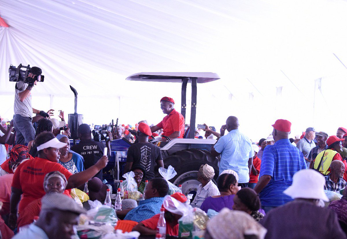 EFFSouthAfrica's tweet photo. CIC @Julius_S_Malema gifted the community of Seshego with a tractor which will make it possible for them to work the land. https://t.co/70w9AEsCk6