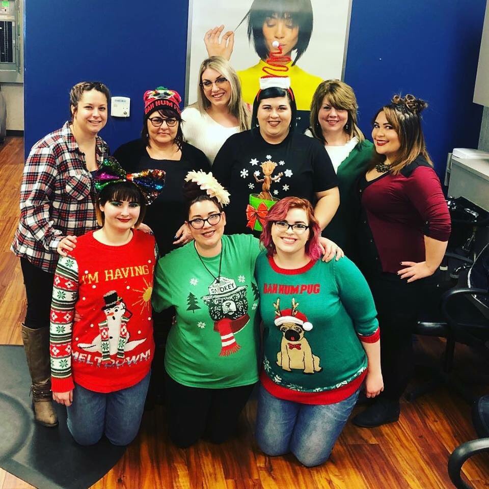SuperCGroup's tweet photo. Holiday fun on Christmas Eve @Supercuts in Monroe! #Haircuts #HairColor #LoveWhatYouDo https://t.co/CYlLVKdrww