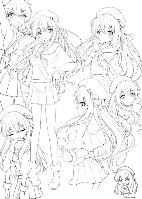 原稿の息抜きに描いてたうちの子絵。1枚にいっぱい収めると見返したときすごい幸せな気持ちになれる・・・ 