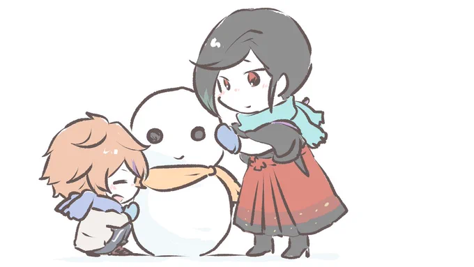 >>雪だるまをつくる静さんと後藤くん 
