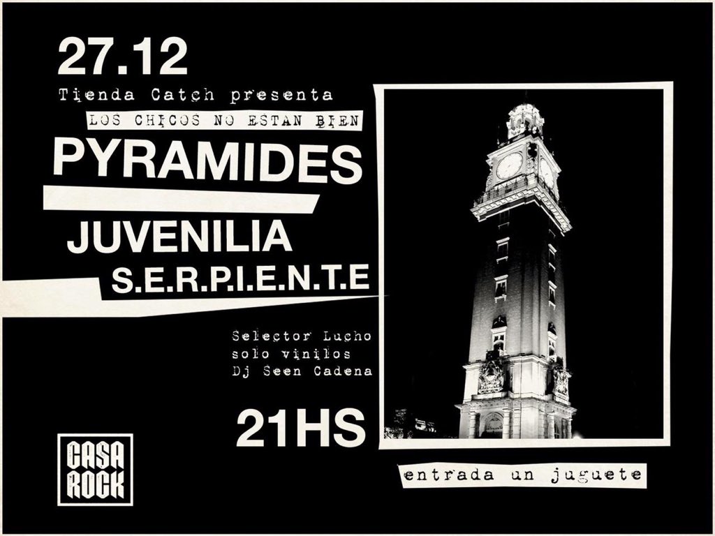 ~ A partir de las 21hs. nos vemos en <a href="/CasaRockPalermo/">Casa Rock Palermo</a> la entrada es un juguete 🎮 para les niñes de la Escuelita del Sol [Longchamps]. Tocamos junto a dos hermosas bandas @juveniliamusica &amp; Serpiente. 🖤 Vengan todes (!)