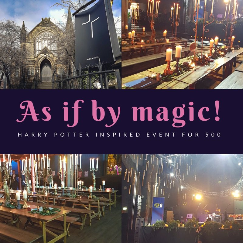 All things magical at The Church,Leeds, for a Harry Potter themed event - what a night!  This incredible venue is a wonderful place for a big party, we catered for 500 on this night!  To talk about your event, party planning and catering requirements, give us a call! 01937 849911