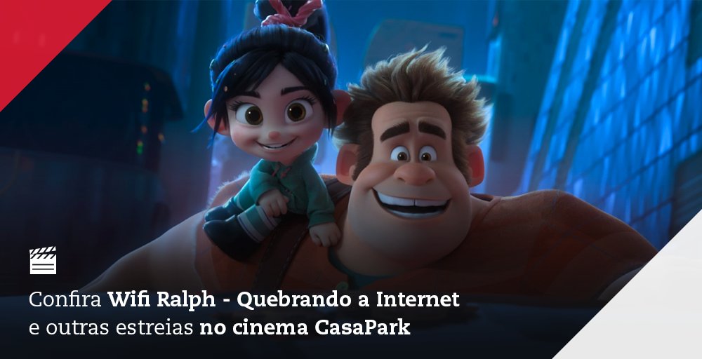 casapark's tweet photo. Os melhores amigos, Ralph e Vanellope continuam trabalhando em seus jogos. ❤️ Confira WiFi Ralph – Quebrando a Internet e outras estreias no #CinemaCasaPark: https://t.co/5FZE6W9gjl 📽️ https://t.co/h7c13CtPPA