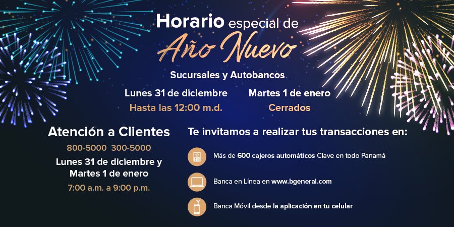 bancogeneral's tweet photo. Conoce nuestro horario de atención para fin de año 👇 https://t.co/t9Vn647Qoh