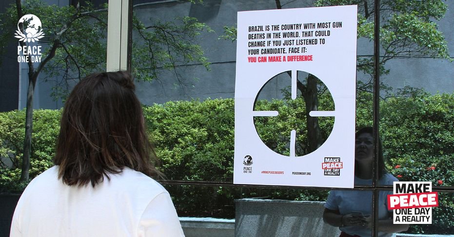PeaceOneDay's tweet photo. Through posters set in public spaces with a mirrored surface, @Interbrand Sao Paulo invites people to look in the mirror and think how they can contribute to making #peace a reality every day. Amazing! #PeaceByPeace #IBActs #lifeatib #PeaceOneDay https://t.co/uF46KeZTro