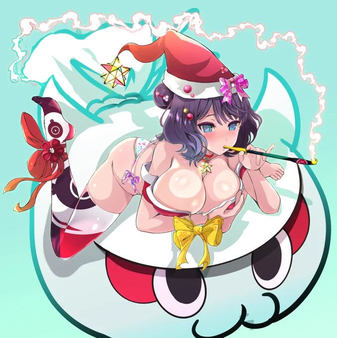pixivに「遅れてきたサンタ北斎ちゃん」を投稿しました.遅れたのでバツが悪い北斎ちゃん#FGO # 