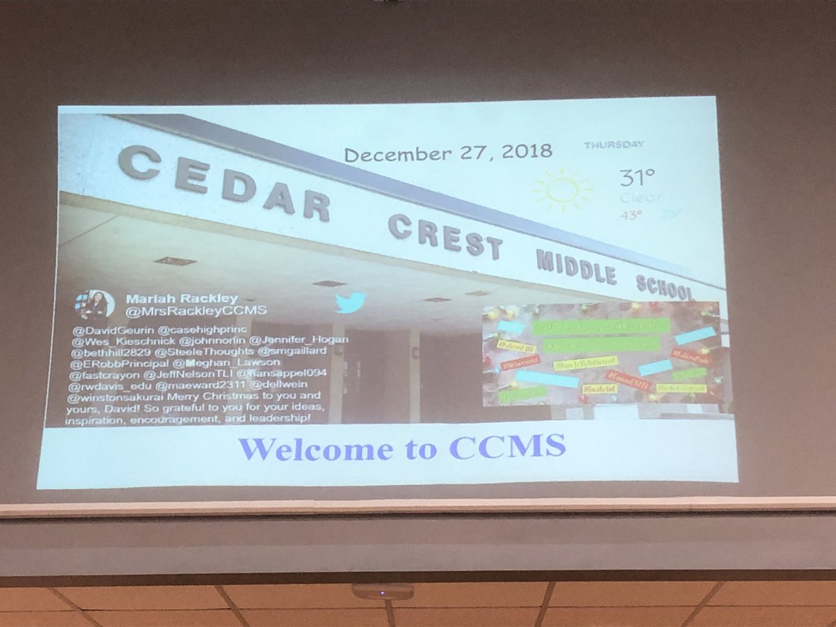 DrRackleyCLSD's tweet photo. Hey, #CCMS! Check out what @jasonmurray72, @FalconEdTech, & I are working on for your return! Thanks to the #BestTechTeam for making this vision a reality (& the awesome tech support). I love having our #Twitter & #Instagram on display! #FalconPride @CCMSStudentLife @CCMS_PSP https://t.co/y2zfOgfPzL