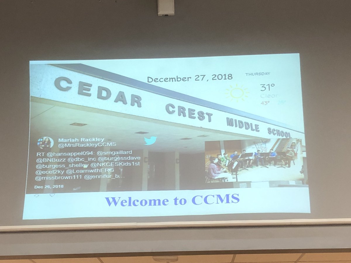 DrRackleyCLSD's tweet photo. Hey, #CCMS! Check out what @jasonmurray72, @FalconEdTech, & I are working on for your return! Thanks to the #BestTechTeam for making this vision a reality (& the awesome tech support). I love having our #Twitter & #Instagram on display! #FalconPride @CCMSStudentLife @CCMS_PSP https://t.co/y2zfOgfPzL