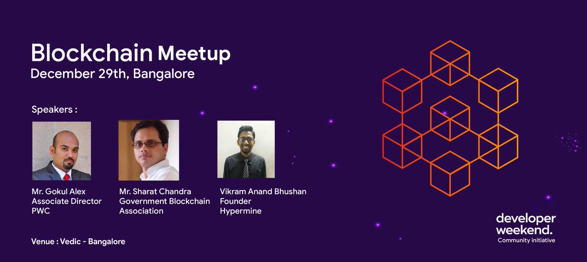 gokulgaze's tweet image. Dear All, I will be taking a session on the emerging frontiers of #Blockchain Technology in the upcoming #DeveloperWeekend Bangalore Community Edition. We will be conversing with a network of vibrant community of students together with @prashanth726 !!