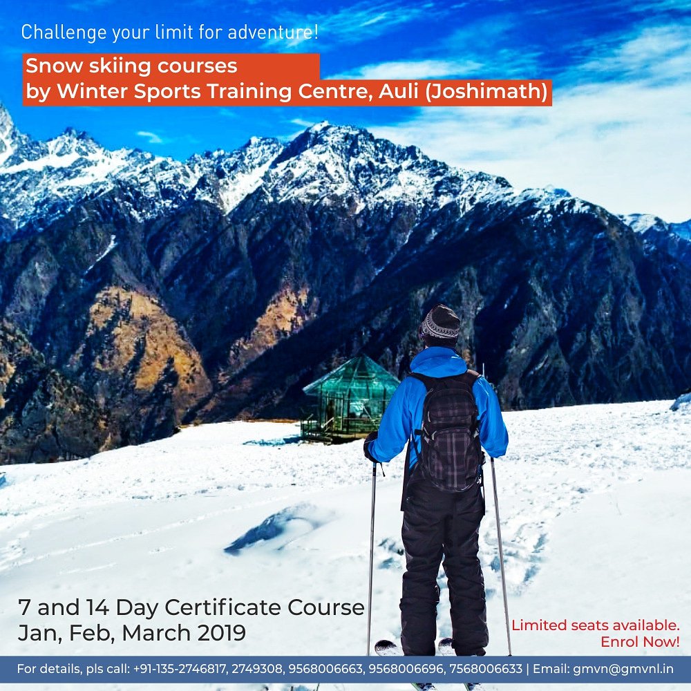 UTDBofficial's tweet photo. Learn to conquer the slopes with the Snow #SkiingCourse by the Winter Sports Training Centre at #Auli. 

Enroll now for a 7 or 14 day course!

For more information, pls call: +91-135-2746817, 2749308, 956800663, 9568006696, 7568006633

#WintersInUttarakhand https://t.co/RRTmp0DXlj