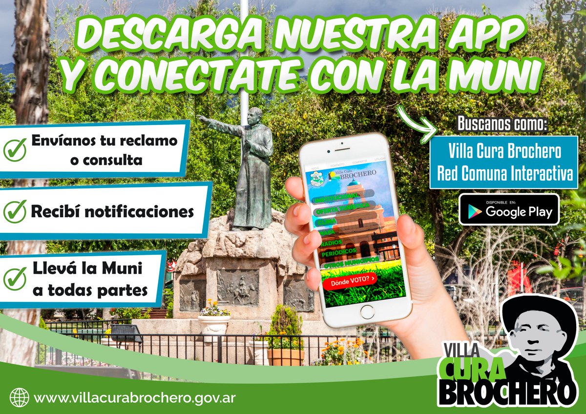 PrensaVcb's tweet photo. ¿Ya descargaste nuestra app? Recibí en tu celular todas las novedades e información de la Muni 📲#BrocheroApp #LaMuniOnline #MásConectados https://t.co/NImxrRNclz