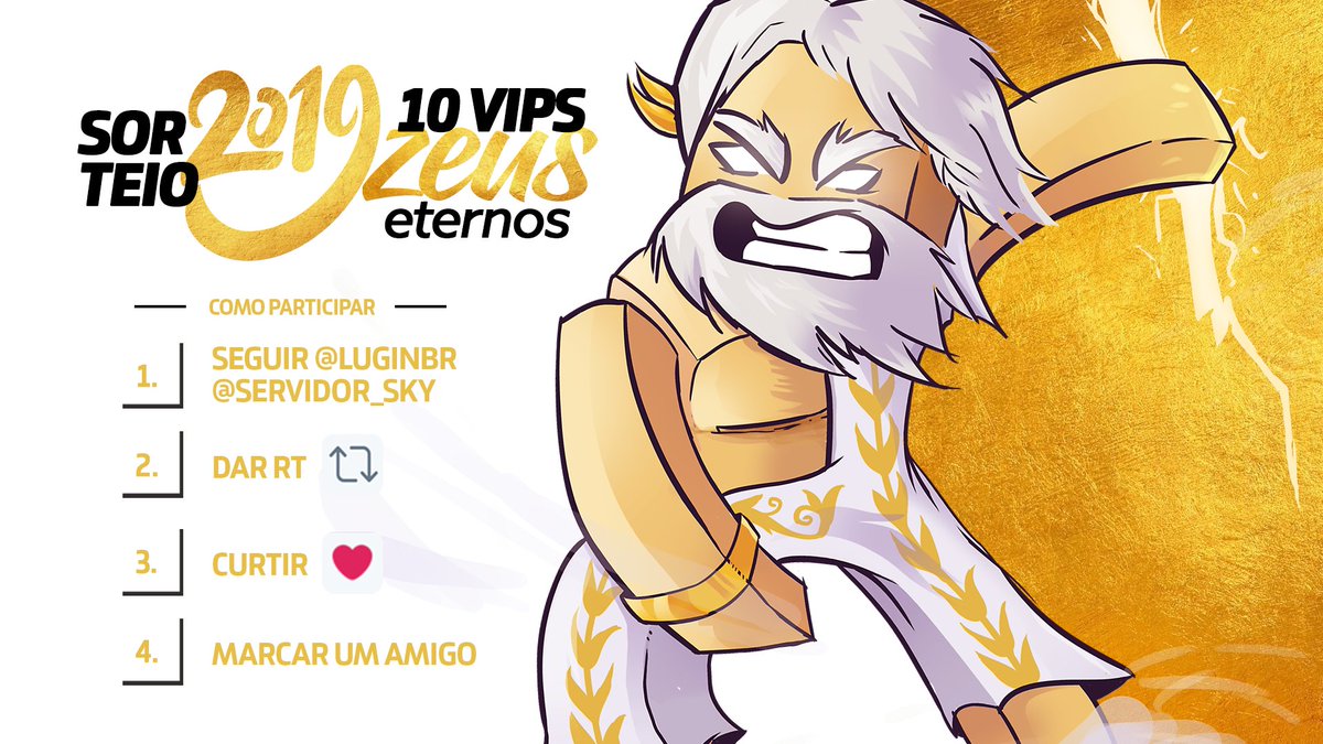 LuginBr's tweet photo. Quer ganhar um VIP Zeus Eterno em qualquer um dos nossos servidores? 

Para participar 
1️⃣ Seguir @LuginBr @servidor_sky
2️⃣ Dar RT 🔁
3️⃣ Curtir ❤️
4️⃣ Marcar 1 amigo

Resultado dia 04/01

️🎉️🎉Boa sorte a todos e Feliz ano novo! ️🎉️🎉 https://t.co/jdFtJ5NiZc