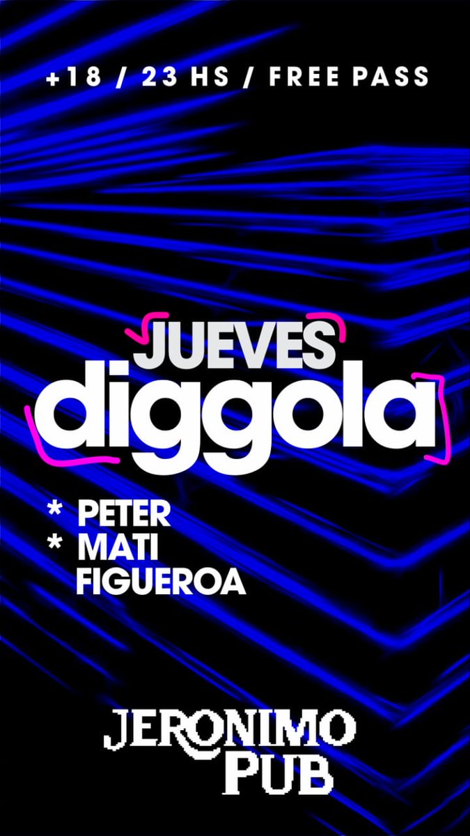 LFDLF_'s tweet photo. Esta Noche JUEVES DIGGOLA en Jerónimo Pub! 🎱🎉

🔹Dj Resident: Peter🎤.
🔹Dj Invitado: Mati Figueroa🎧.
🔹Promos en Barra.🍻
🔹La mejor onda.

Despedimos el Año de la Mejor Manera, de #Fiesta 🎊 https://t.co/lQYQrB133u