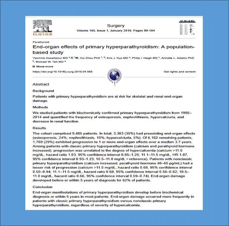 TheAAES's tweet photo. End-organ effects of primary #hyperparathyroidism. Learn more here: https://t.co/ubhheyjfjS Read the editorial:
https://t.co/Zp6oXWRVe7 @ATALeadership @AmThyroidAssn ParaTroupers1 @TheEndoSociety @AMEN_SUPPORT @AmCollSurgeons @AmBdSurg @SurgJournal @ElsevierConnect #AAES2018 https://t.co/PWCbRjHmMF