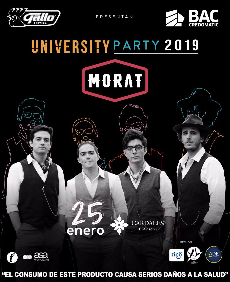 Morat este 25 de enero en #Guatemala! No te lo puedes perdee! Mucha música y fiesta! #UniversityParty