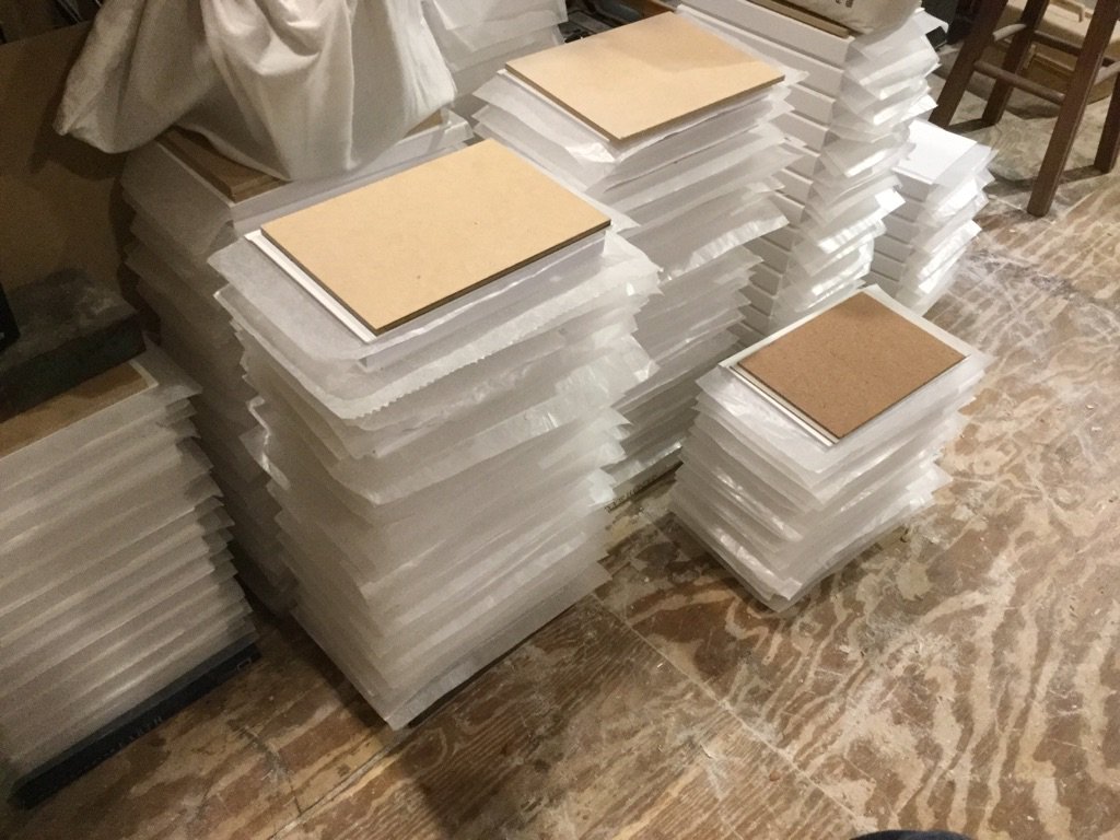 We are finishing up our second biggest order ever. 750 books. That’s 62.5 feet of book cut through. @PaulTheBookGuy <a href="/craigd/">Craig Damlo</a>