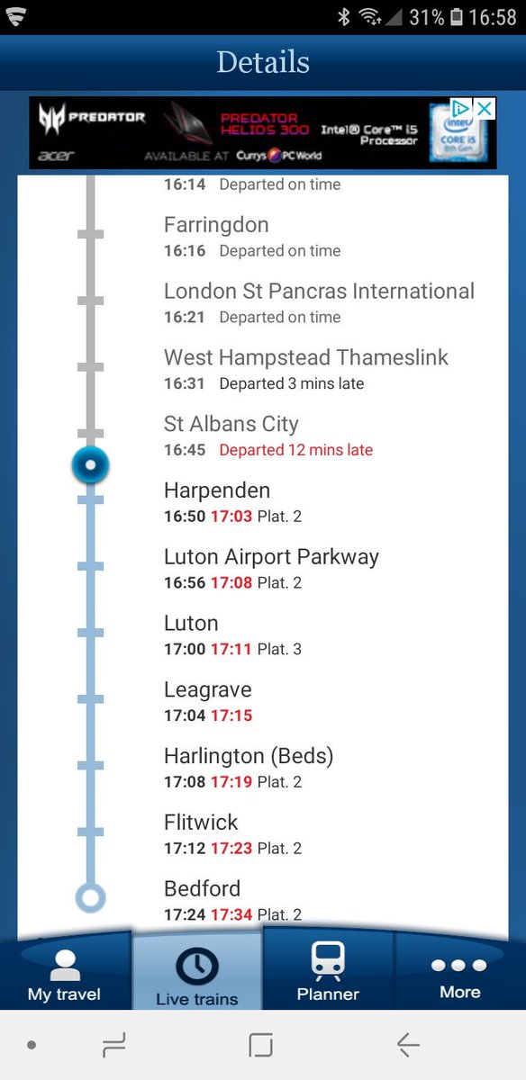 AndyOrchard5's tweet photo. @TLRailUK After leaving London on time, it's taken over 30minutes for this train to reach St Albans and yet not one announcement from the driver as to why we've been trundling along - so much for "customer service"! 🤬 https://t.co/EGrEUGBubR
