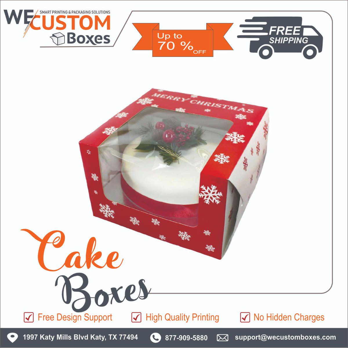 wecustomboxes's tweet image. Get Custom Printed Cake Boxes For Your Products at WeCustomBoxes. Order now and get:

1- Free Shipping
2- Free Designing
3- Free Delivery
4- Quality Printing
5- With Promotional Prices and Exciting Gifts

Place your order at bit.ly/2GmHrze
#CakeBoxes #CustomCakeBoxes