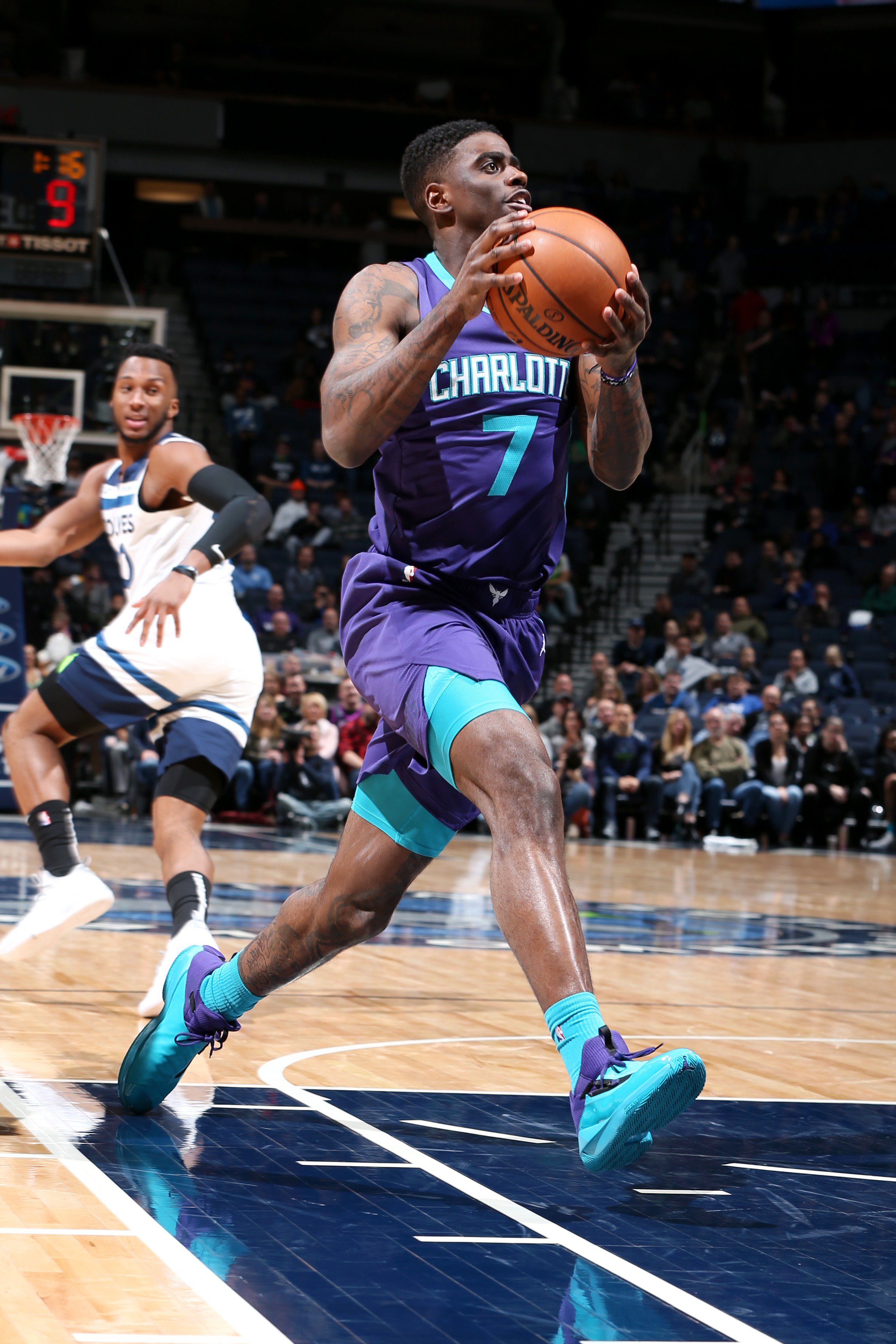 NBA Charlotte Hornets Basketball #7 Dwayne Bacon Side Snap Warm-Up Pants  Large-T
