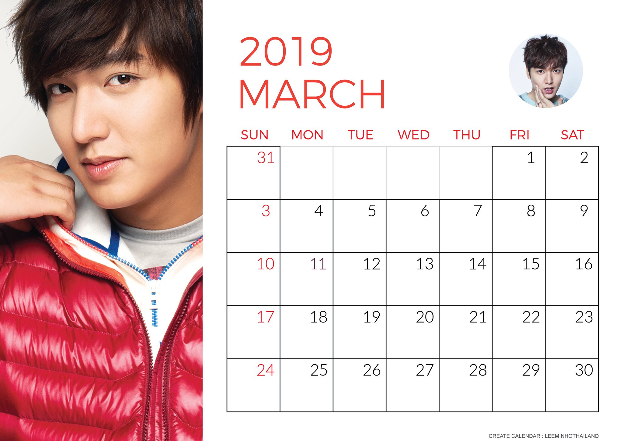 LEEMINHOTHAILAND on Twitter "[PHOTO] Lee Min Ho Calendar March 2019