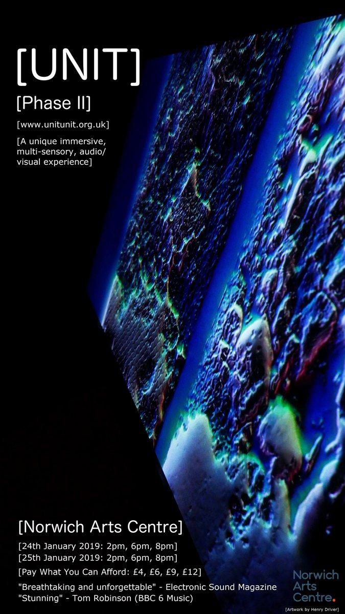 Check out our gig poster! Beautiful #art by <a href="/HenryDriver_/">Henry Driver</a> for our <a href="/NorwichArtCentr/">Norwich Arts Centre</a> shows in Jan. norwichartscentre.co.uk/events/unit-ph… #audiovisual #performance #newmusic #music #livevisuals #AV #norwich