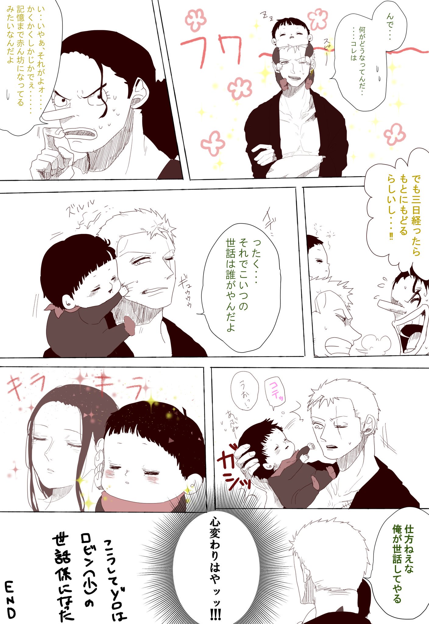 ピリィ イラスト投稿低浮上中 ロビンちゃんが幼児化した件 続き ゾロビン ワンピース