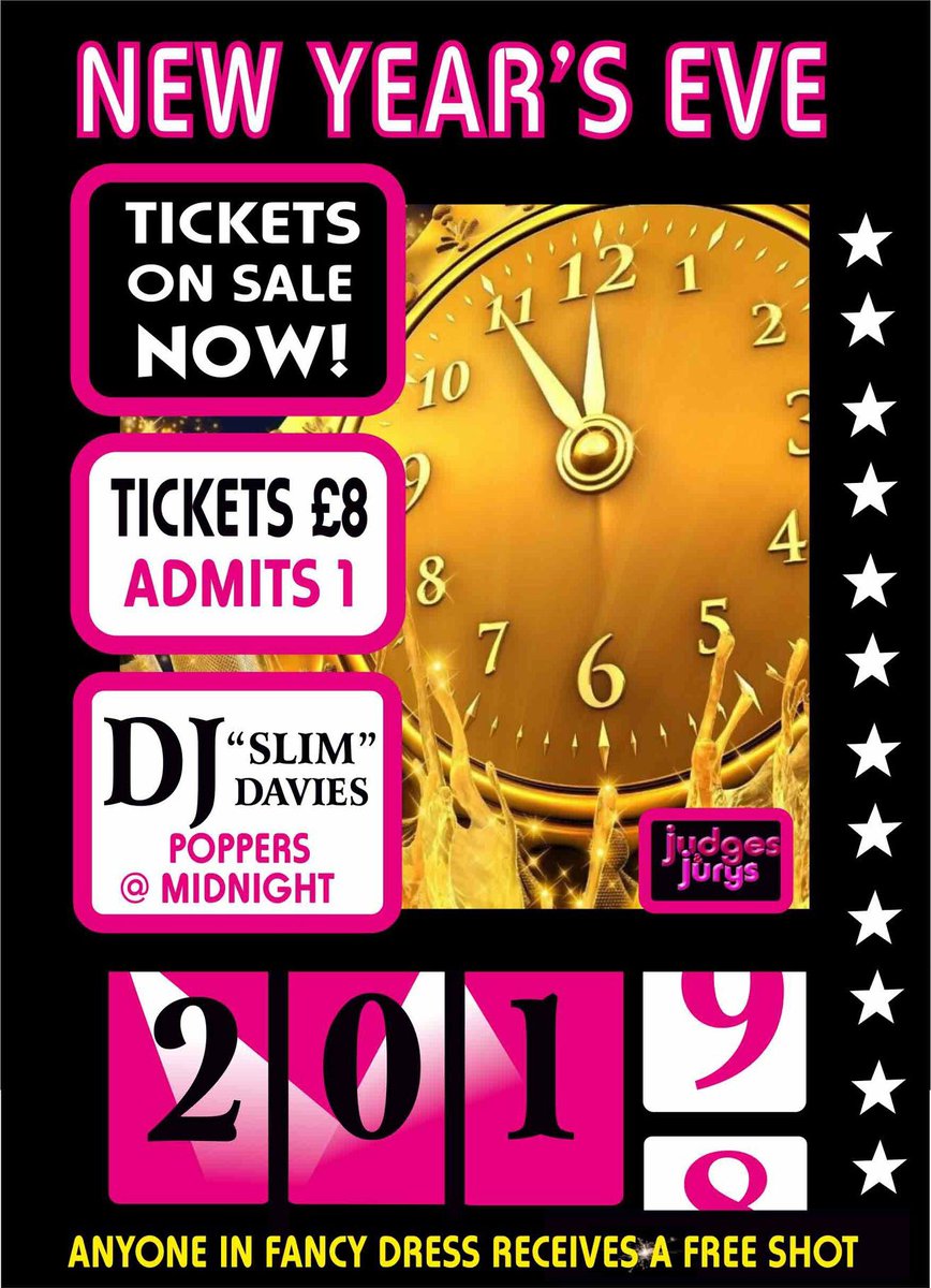 JudgesAberdare's tweet photo. New Year’s Eve tickets on sale now for #clubjudge. Available from arcade below Judges during the day! £8 each and remember NO ID, NO TICKET!! #clubjudge #newyearseve #merryseshmas https://t.co/0QXCUUB2gW